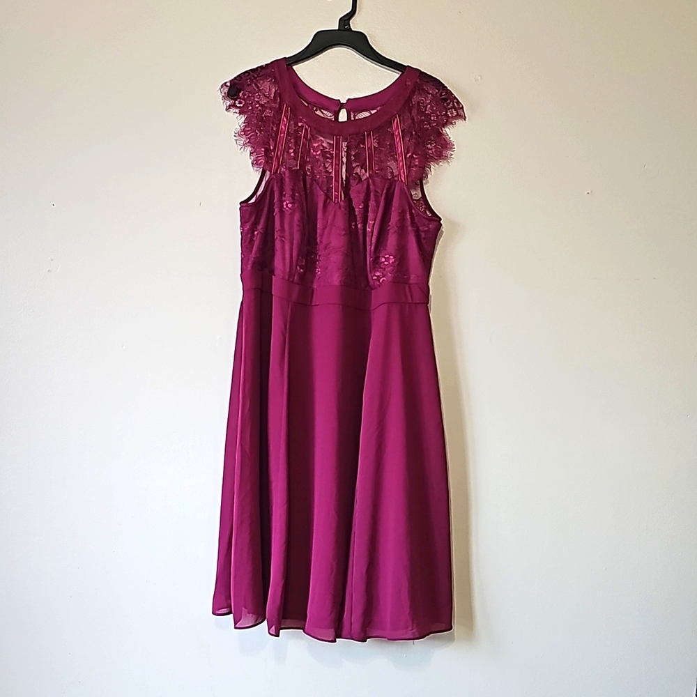 ModCloth Berry Lace Yoke Midi Dress